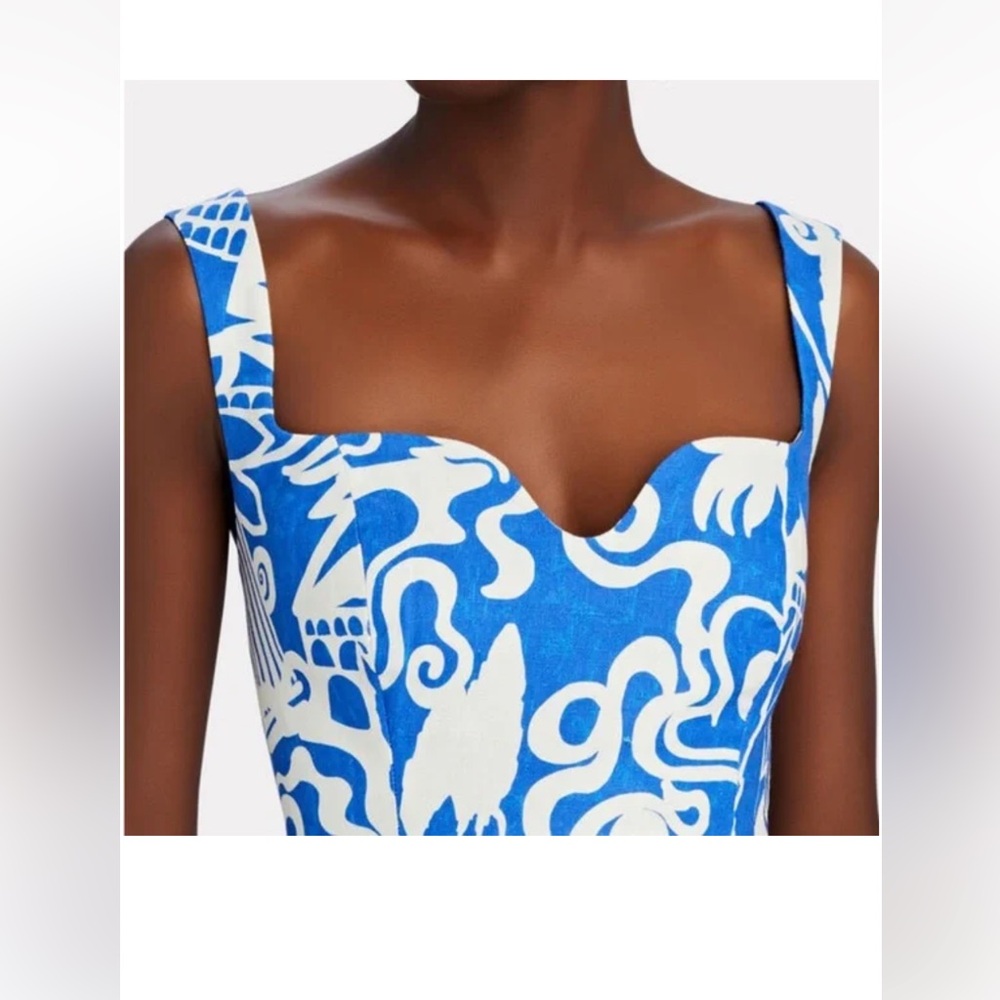 MARA HOFFMAN
Jini Cropped Shirred Hemp Top In Blue-med
